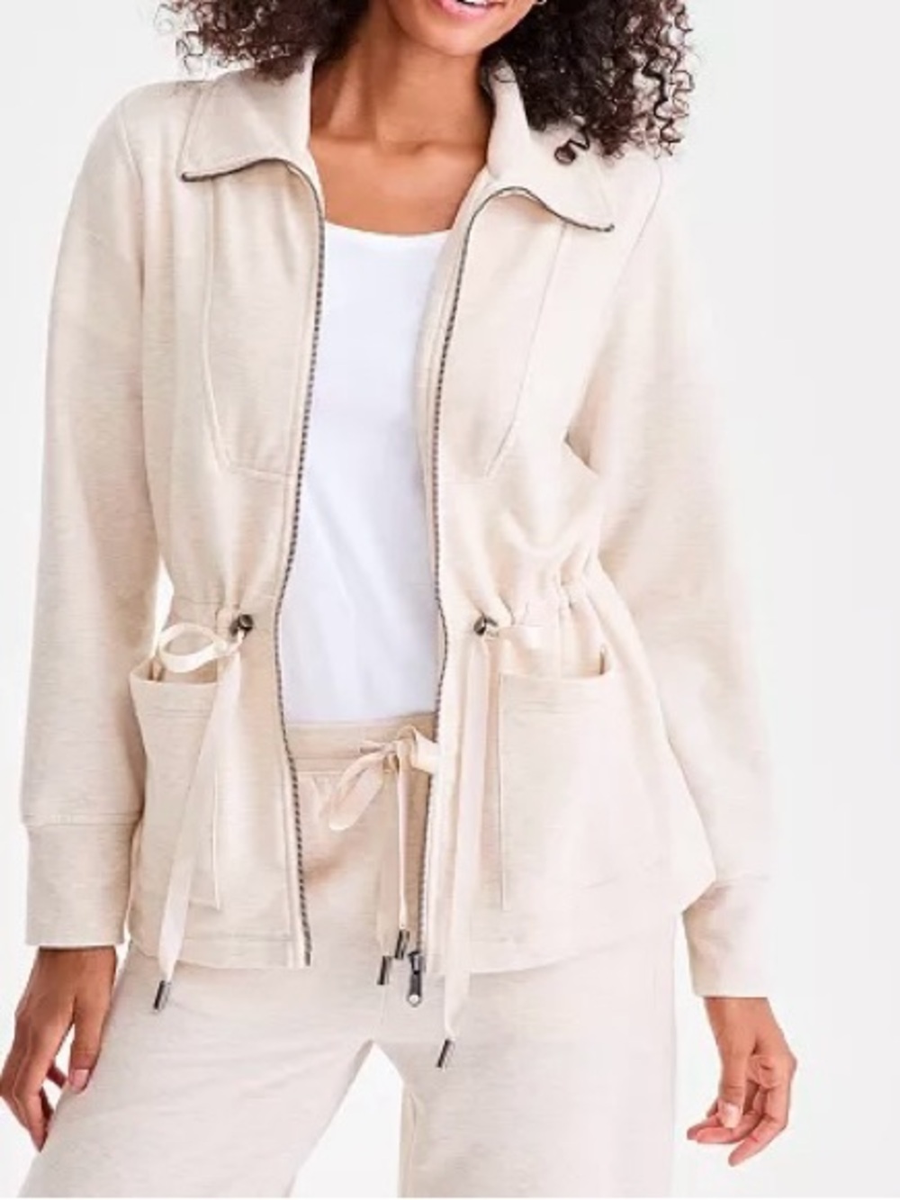 Women’s Lux Fleece Set Small Beige Hoodie Jogger Lounge Soft Cozy NWT